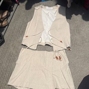 Zara Cream Skort Set with Beaded Accents